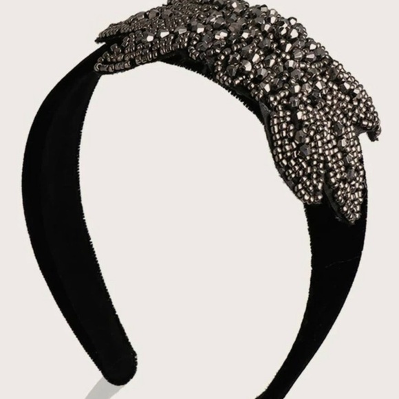Stunning New Beaded Black and Silver Headband - Add Elegace to Any Outfit! - Picture 2 of 3